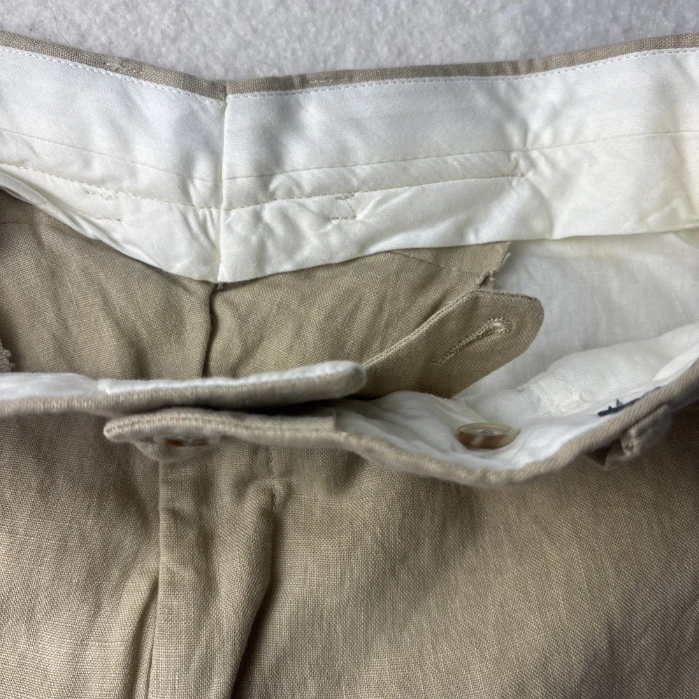 Polo Ralph Lauren Linen Pants Mens 32x32 Beige italy made Dress Trousers flax
